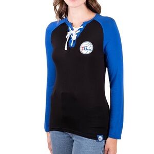 NWT Ultra Game Philadelphia 76ers lace up long sleeve long length tee